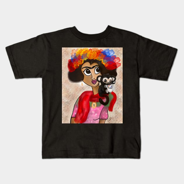 Frida Kahlo & Fulang Kids T-Shirt by CassiesArt